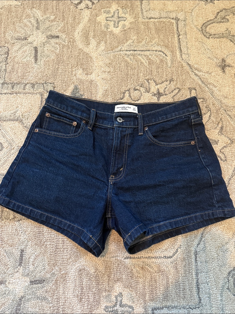 Abercrombie Mid Rise ALine Short in Dark